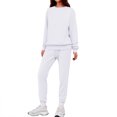thumbnail image 2 of Wutalume Women's 2-Piece Casual Fleece Lined Set, Solid Color Hoodie and Sweatpants with Pockets, Warm Winter Loungewear,White 3XL, 2 of 6