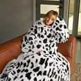 thumbnail image 3 of Catalonia Sherpa Wearable Blanket with Sleeves Arms, Super Soft Warm Comfy Large Fleece Plush Sleeved TV Throws Wrap Robe Blanket for Adult Women and Men, Dalmatian Cow, 72" x 55", 3 of 8