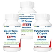 Diphenhydramine 50 mg HCI- 100Capsules- 3 Pack