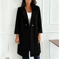 thumbnail image 5 of Women's Wool Blend Coat Single Breasted Notched Lapel Peacoat Mid Long Jacket Winter Warm One Button Overcoat with Pocket, 5 of 6