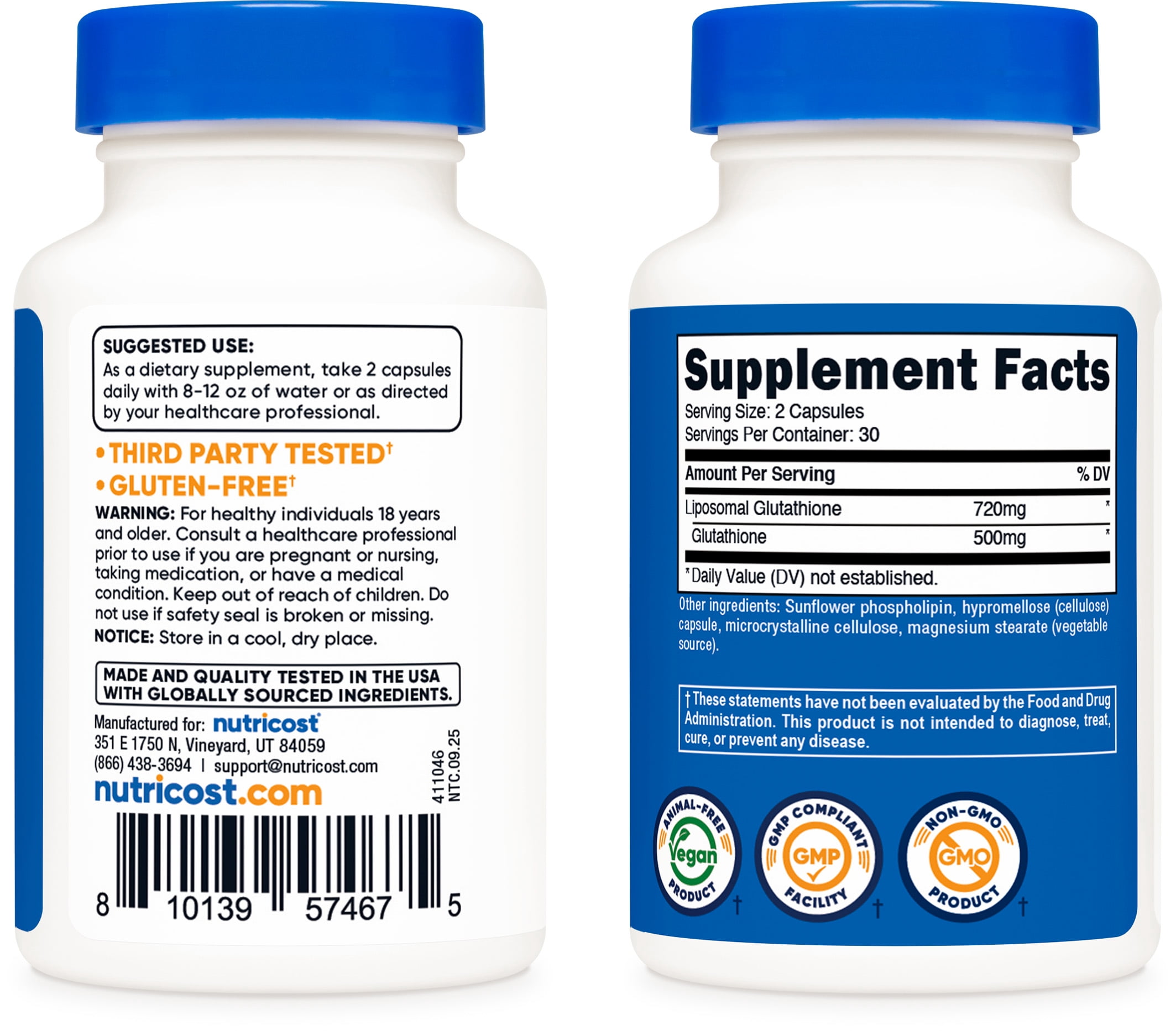 nutricost liposomal glutathione Nutricost Liposomal Glutathione Supplement 60 Vegan Capsules 720 mg per  Serving