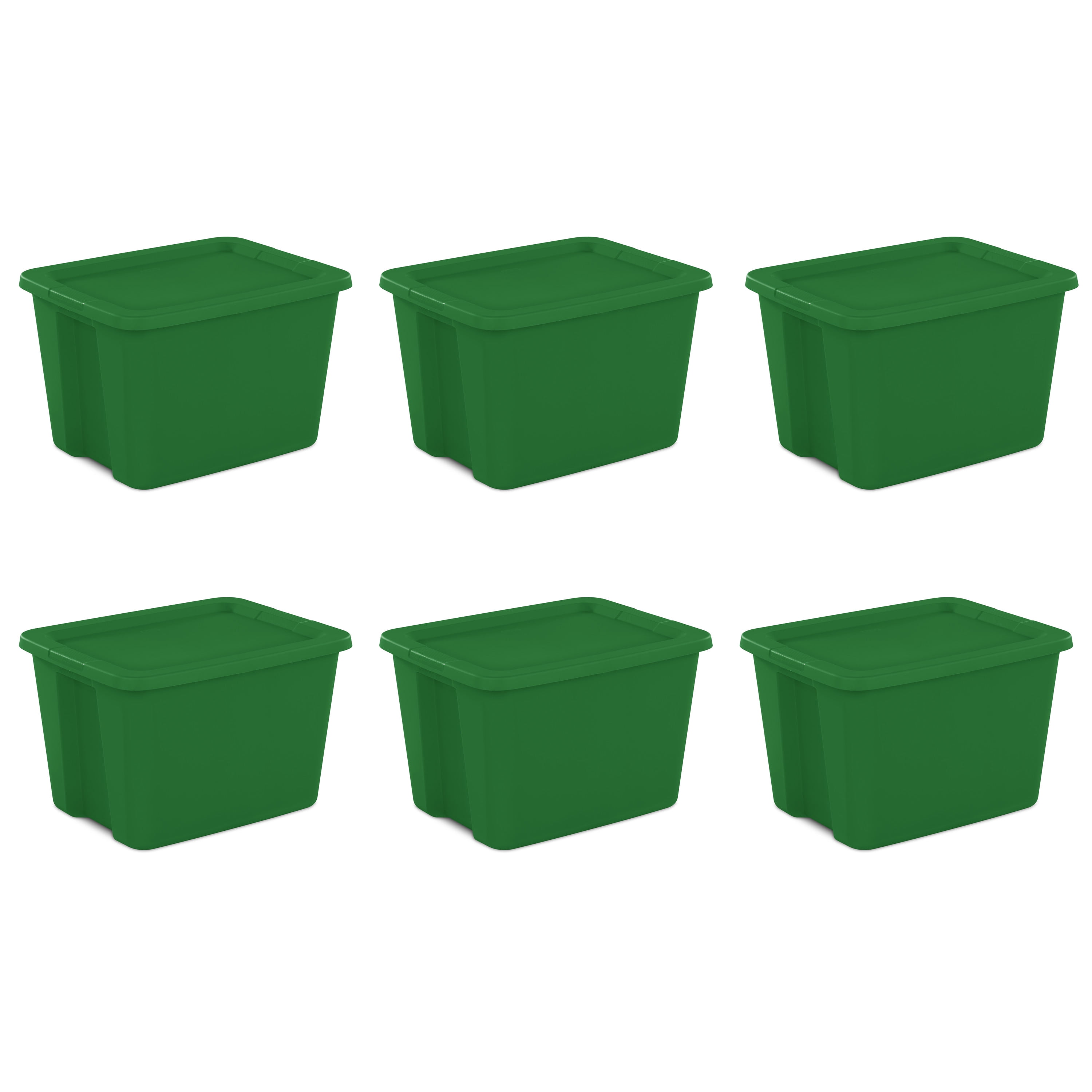 Sterilite Plastic 18 Gallon Tote Box Elf Green Set of 6