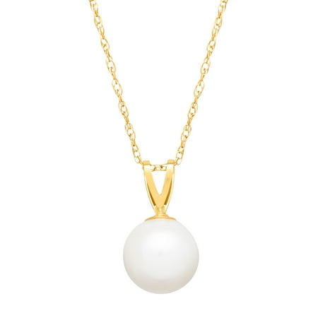 7.5 mm Freshwater Pearl Pendant Necklace in 14kt Gold