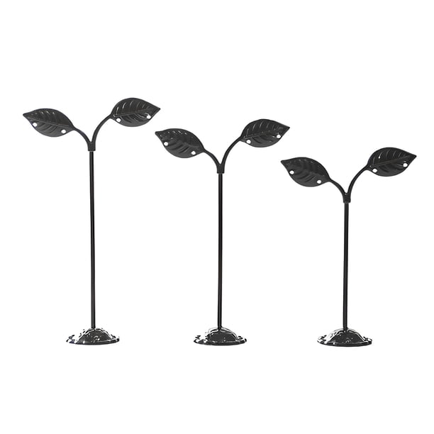 Inteprter Soporte de exhibición de pendientes de Metal de 3 piezas, reemplazo portátil extraíble elegante, accesorios de soporte de Base Almacenamiento y organización del hogar Negro