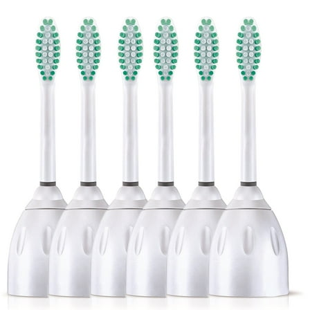 E-Series Brush Heads, Compatible with Philips Sonicare Essence, Xtreme, Elite and Advance Tootbhrush - Pack of 6