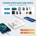 thumbnail image 7 of Power Strip, Surge Protector with 8 AC Outlets 6 USB Ports (2 USB C), 6 Ft Extension Cord, 1250W/10A, Wall Mount, Overload Protection Desk USB Charging Station for Home, Office (White), 7 of 7