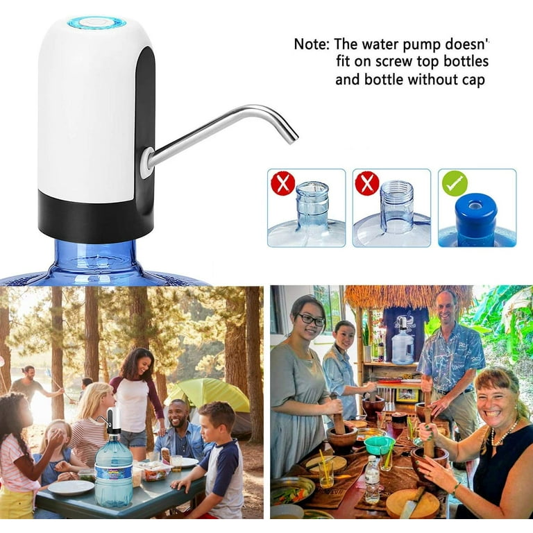 JOYHILL 5 Gallon Water Bottle Dispenser, USB Charging Water Bottle Pump,  Portable Water Dispenser Pump for Camping（Black）