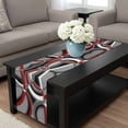 thumbnail image 4 of Grey Geometric Table Runner 36 Inches Long, Modern Abstract Black White Red Striped Kitchen Coffee Dining Table Decoration for Home Party Birthday Wedding Home Decor 13x36 Inches, 4 of 8