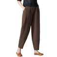 thumbnail image 2 of Lroveb Casual Pants for Women, High Waisted Baggy Straight Leg PantsWomens 2024 Loose Large Solid Color Slimming Nine Point Pants Coffee, 2 of 4