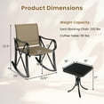 thumbnail image 3 of Gymax 3 Piece Patio Rocking Set 2 Rocking Chairs w/ Tempered Glass Side Table Brown, 3 of 10
