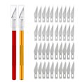 thumbnail image 1 of Engraving Non-Slip Metal Knife Kit + 40/10pcs #11 Blades Cutter Craft Knives for Mobile Phone PCB Repair Hand Tools Red Gold, 1 of 6