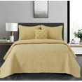 thumbnail image 2 of Lanco All Season Yellow Quilt Set King Size , Ultra-Soft Bedspread , 2 Pillow Shams , Floral Decorative Pillow, 2 of 9