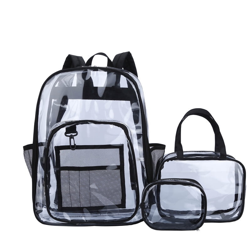 Transparent Large Bookbag for College Work Heavy Duty See Through Backpack Security Travel & Sports Clear Backpack 