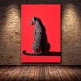 thumbnail image 4 of Mudket Framed Ready to Hang Red Wall Decor Leopard Canvas Wall Art, Minimalist Room Decor, Animal Wall Art Poster for Living Room Bedroom Office Decor Contemporary Home Decoration - 36"L x 24"W, 4 of 10