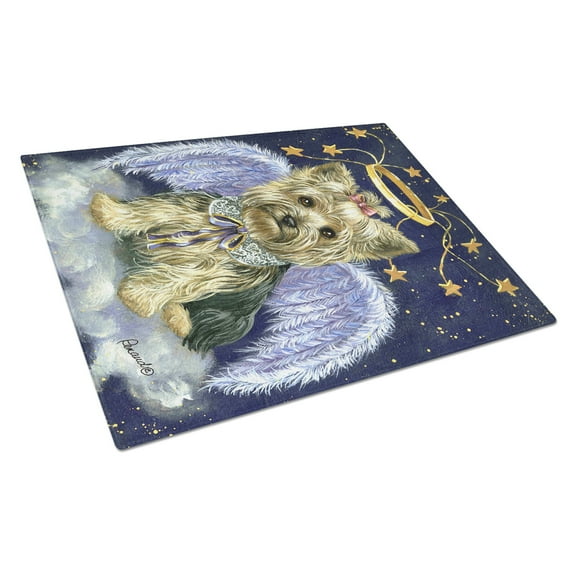 Yorkie Christmas Family Tree Glass Cutting Board Large