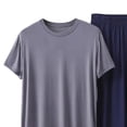 thumbnail image 5 of BaoFuBaoMei Lounge Sets for Men 2 Piece Big and Tall Crew Neck Pajamas Short Sleeve Top Joggers Sleepwear Sets Solid Soft Loungewear with Pockets, 5 of 5