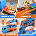 thumbnail image 3 of Flooyes Toy Trucks Cars for Toddlers, Transport Carrier Truck Race Track Set for Boys Kids, with 12 Die-Cast Metal Toy Cars, Kids Toys Set for 2 3 4 5 6 Years Old (Blue), 3 of 7