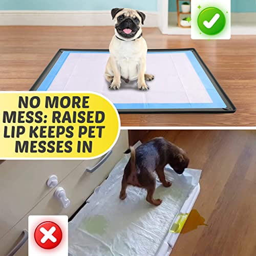 Skywin Pee Pad Holder for 27.5 x 44 Inches Training Pads – 2 Pack, Silicon Wee Wee Pad Holder, No Spill Puppy Pad Holder - Easy to Clean and Store Dog Puppy Pad Holder (Grey)