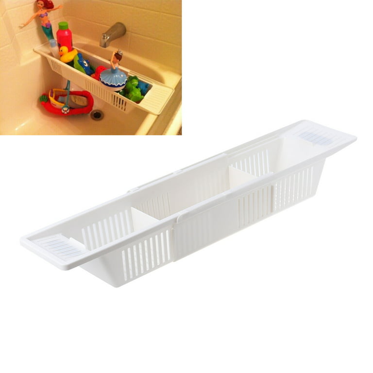 Bathtub Caddy Tray Plastic Bathtub Basket Shelf Rack Bath Toys