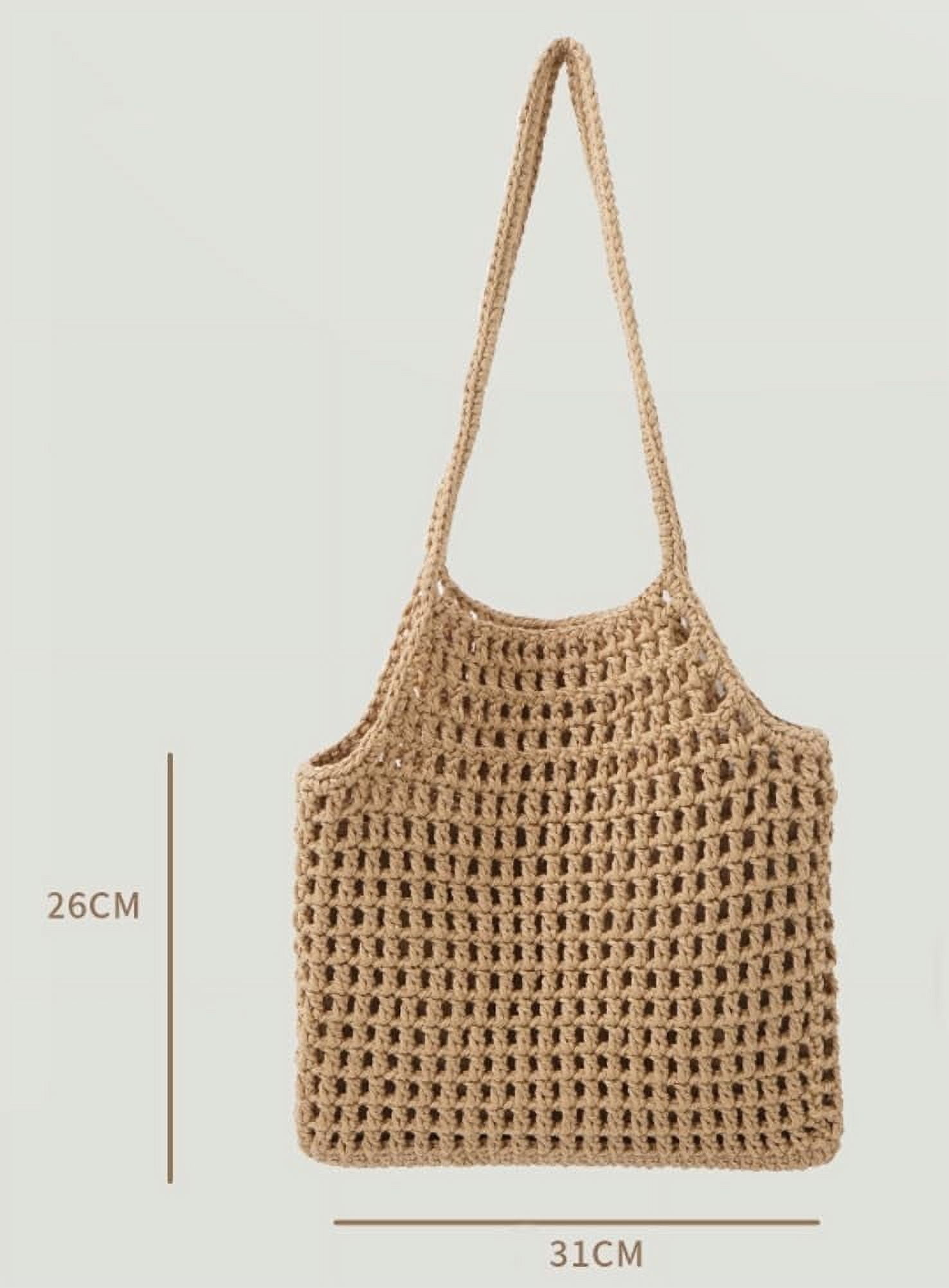 HMSHA Beach Tote Bag for Women Summer Crochet Knit Hollow Handbags Stylish Tote for Beach Travel and Everyday Use 2025