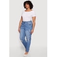 thumbnail image 2 of Women's Plus Size WAX Distressed Mom Jeans, 2 of 4