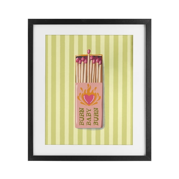 Stupell Industries Glam Burn Baby Matches Black Framed Print Under Glass, 13 x 16, by Elyse Anastacia