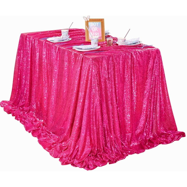 Mantel QueenDream con lentejuelas rosa intenso 152 x 260 cm