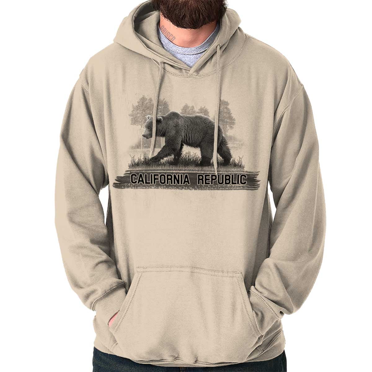 Pot Leaf Grizzly Bear California Republic Cali Life Hoodie Pullover Sweatshirt 