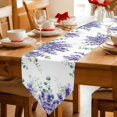 thumbnail image 2 of Eucalyptus Lavender Table Runner Linen Burlap Table Runner 70 Inches Long Botanical Watercolor Flowers Leaves Dresser Scarves for Kitchen Island Coffee Dining Party Wedding Holiday Decor 13"x70", 2 of 8