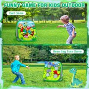 2-in-1 Dinosaur Bean Bag Toss Game, HXFOU Cornhole Set with 8 Cornhole Bags, Outdoor Toys for Toddlers 3-5, Backyard & Carnival Yard Games for Kids & Adults