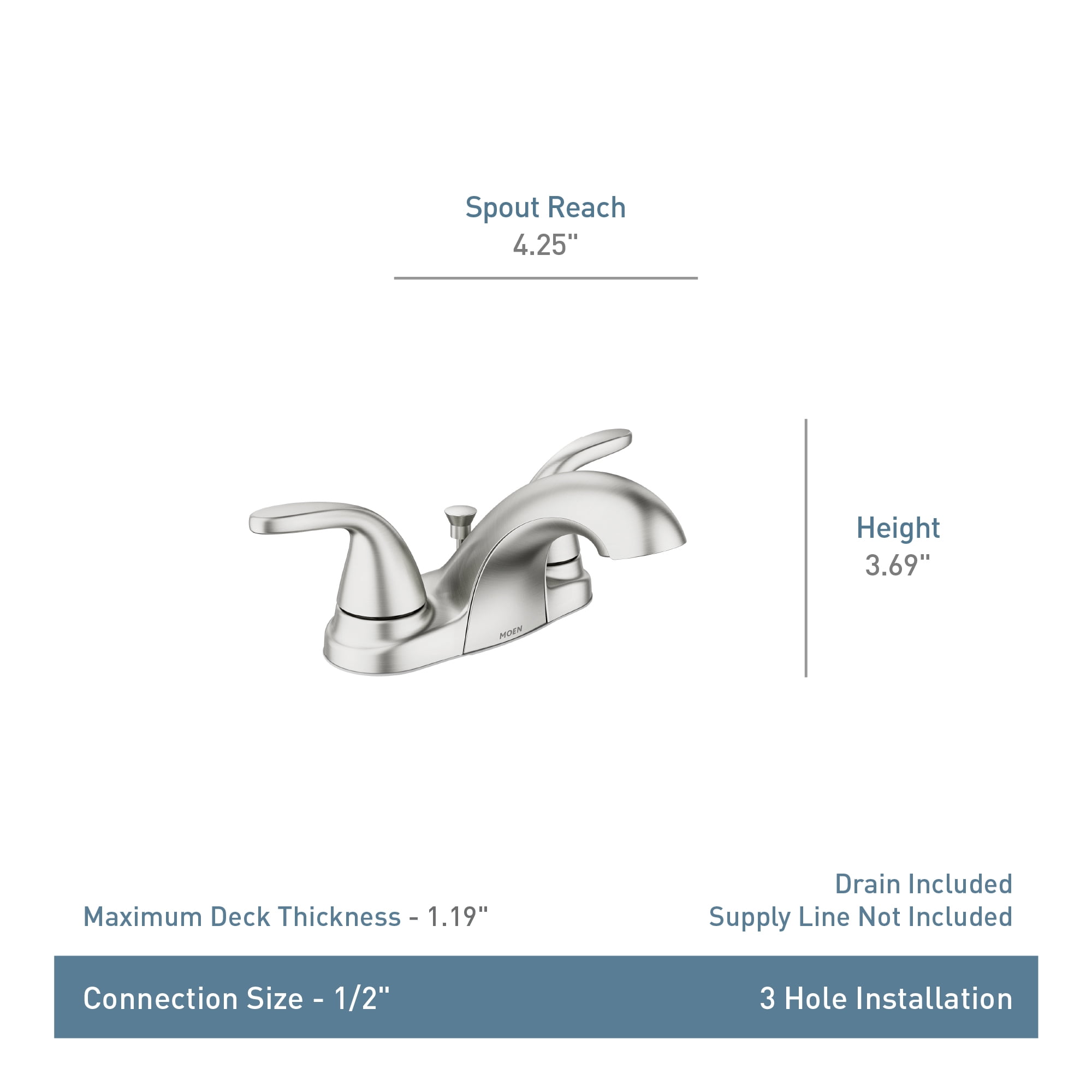 Moen Adler Two-Handle Centerset Bathroom Faucet, Chrome Finish, 4-Inch Design