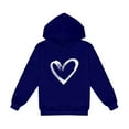 thumbnail image 2 of Abtuhar Fall Hooded Sweatshirt for Boys and Girls Crew Neck Heart Print Drawstring Pocket Long Sleeve for 1-14 Years, 2 of 3