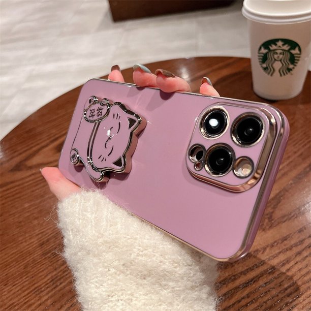 Funda de dibujos animados de gato de la fortuna para iPhone 14 Plus, 11, 12, 13, 14 Pro Max, X, Xs, Xr, 7, 8 Plus, SE, 2020, 2023 Fivean unisex