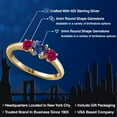 thumbnail image 2 of Gem Stone King 18K Yellow Gold Plated Silver Blue Created Sapphire and Red Created Ruby Engagement Ring for Women | 1.10 Cttw | Round 5MM | Gemstone September Birthstone | Size 9, 2 of 6