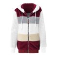 thumbnail image 5 of Tiqkatyck Winter Jackets for Women, Women's Winter Hooded Coat Warm Wool Coat Plush Coat with Pockets Outerwear Long Sleeve Jacket With Zipper Fleece Jacket Women, Winter Coats for Women Burgundy M, 5 of 7
