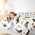 thumbnail image 3 of Manfei Kawaii Dachshund Twin Comforter Sets, Cartoon Leaf Plant Bedding Set, White, Gray Reversible, 2pcs, 1 Comforter and 1 Pillowcase, 3 of 7