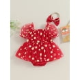 thumbnail image 5 of Musuos Baby Girl 2Pcs Summer Outfits 3 6 12 18M Short Puff Sleeve Daisy Print Romper Tulle Dress with Headband Set, 5 of 10
