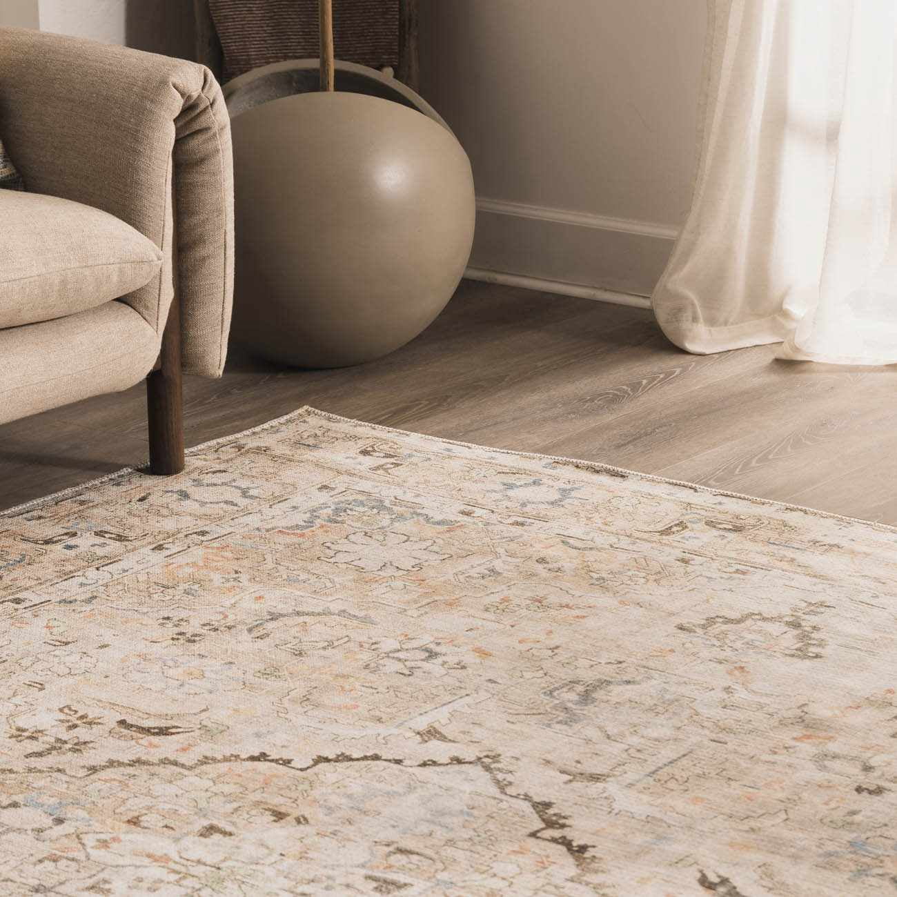 BoutiqueRugs Standon Vintage Medallion Runner Rug - Machine Washable - Grass Green, Terracotta, Charcoal - 2'7" x 7'3" Runner