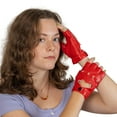 thumbnail image 3 of Skeleteen Fingerless Biker Jazz Gloves - 80s Style Gothic Red Faux Leather Punk Biker Gloves with Heart Cutout for Women and Kids, 3 of 8