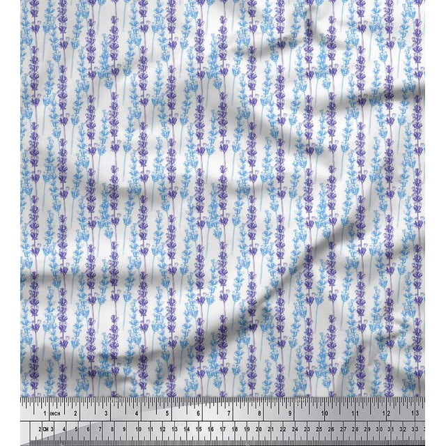 Soimoi Polyester Crepe Fabric Lavender Shirting Print Sewing Fabric Yard 42 Inch Wide