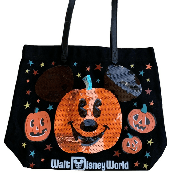 Disney Walt Disney World Halloween Mickey Pumpkin Sequin Tote New with Tags