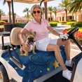 thumbnail image 3 of Golf Cart Seat Covers for 2 Seater, Navy Blue Yellow Star Retro Soft Microfiber Cart Seat Towel Blanket, Starry Sky Vintage Absorbent Breathable Non Slip Bench Seats Protector for Golf Course 51"x31", 3 of 9