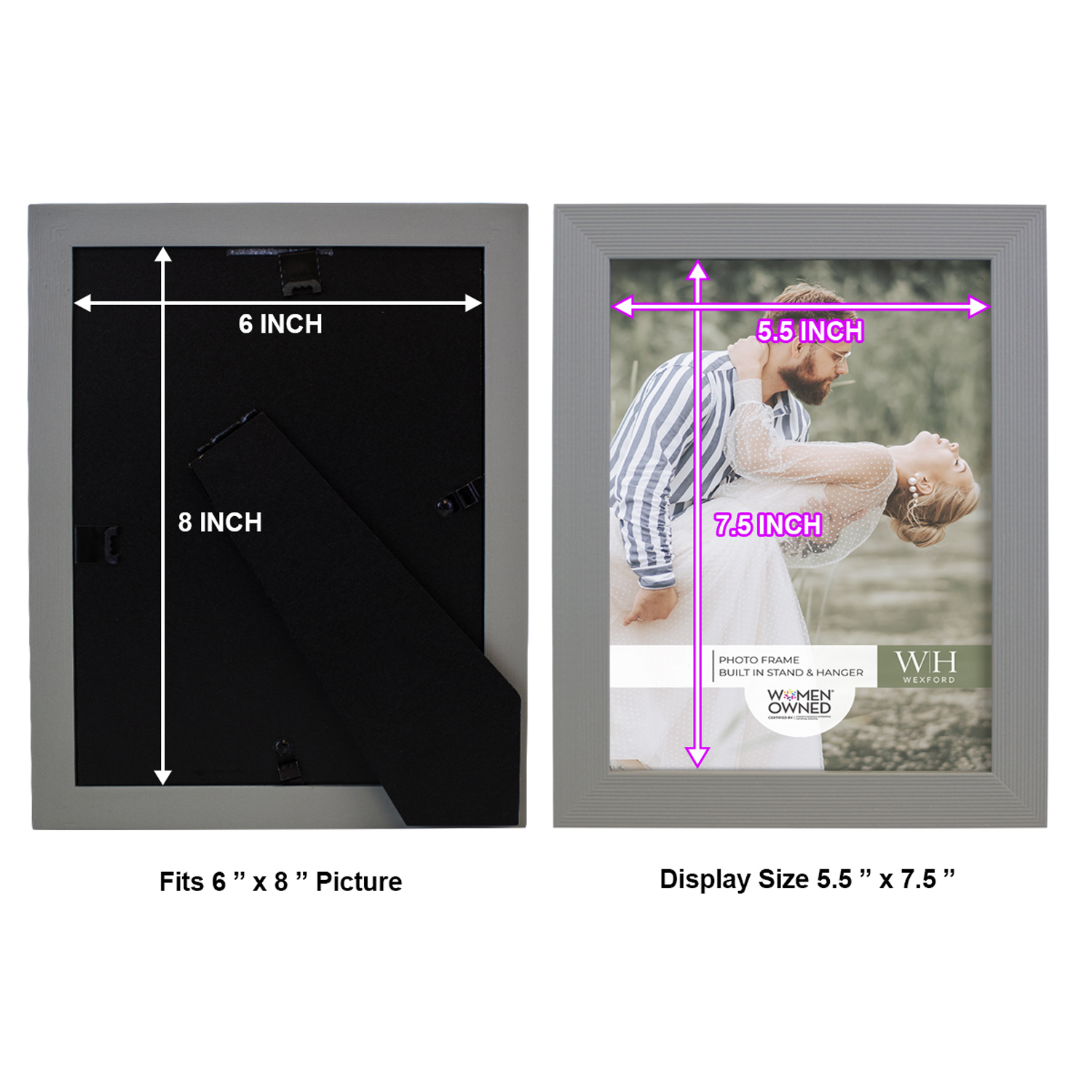 Grooved 6 in. x 8 in. Grey Picture Frame (Set of 2)