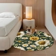 thumbnail image 2 of Sunflower Daisy Round Area&nbsp;Rug 6ft Country Retro Blooming Flower Leaf Green Non-Slip&nbsp;Washable Circle Rugs Soft Felt Indoor Floor Mat for Bedroom Kitchen Living Room Bathroom, 2 of 9