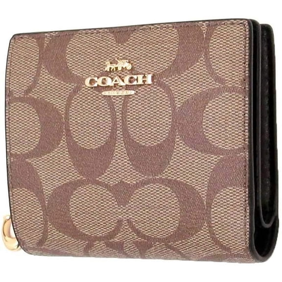 Coach Women's Snap Wallet in Signature Canvas (Khaki - Black)