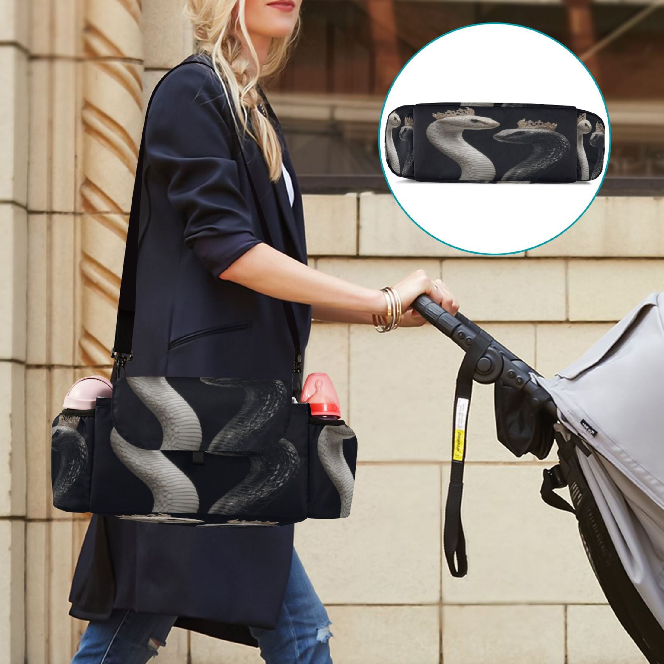 DIXRUYEE Stroller Organizer Royal Serpents Printed