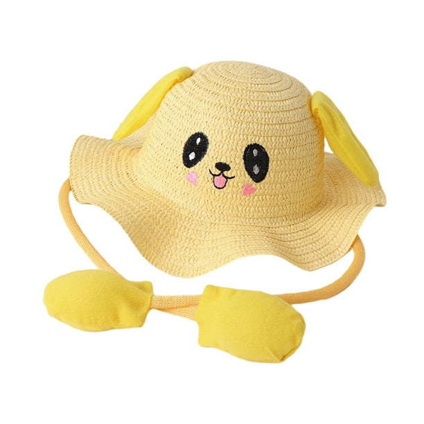 Sombrero de paja Sonducket Elegante y ecológico para niños amarillo 52-54cm