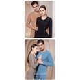 thumbnail image 2 of Men's de velvet new winter couple's autumn clothes and pants set Slim hundred with anti-cold bottoming shirt self-heating hair thermal underwear Blue XL, 2 of 9