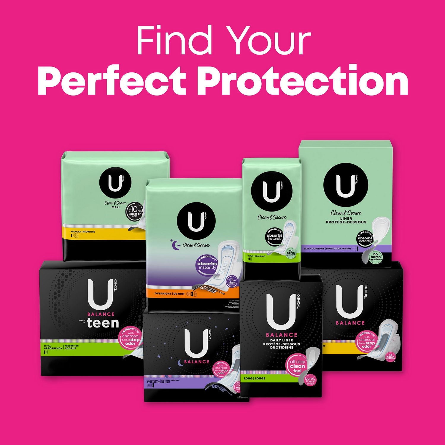 U by Kotex Balance Ultra Thin Overnight Pads with Wings, Extra Heavy Absorbency, 22 Count, UBK PAD 22