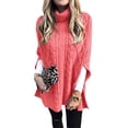 thumbnail image 1 of Multitrust Women's Loose Cape Knitwear, Solid Color Knitting Sleeveless High Neck Shawl Sweater, 1 of 2